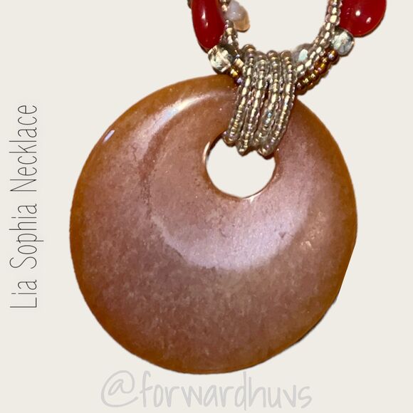 Lia Sophia Large Pendant Beaded Necklace - Picture 6 of 7